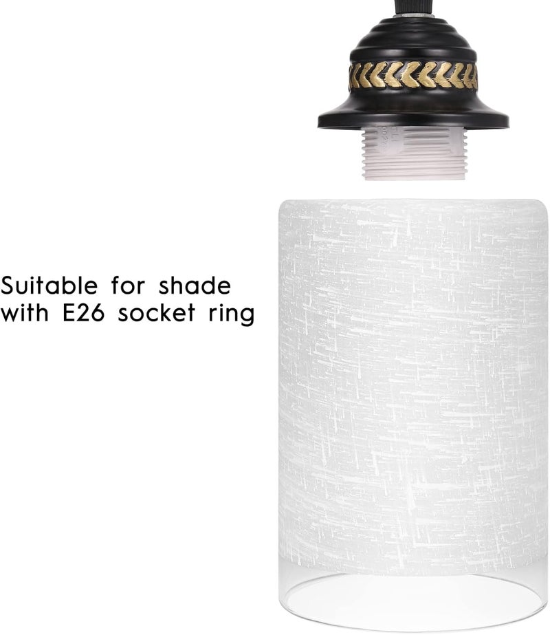Canomo White Linen Frosted Glass Lamp Shade, 6" x 4" Cylinder Light Fixture Replacement Globe with 1-5/8-Inch Fitter, 3 Pack - Image 4